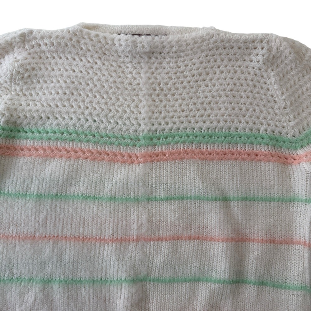 Vintage Parallel Lines‎ Sweater Pastel Stripe Soft Girl Knit Cropped Women's M - Picture 2 of 11